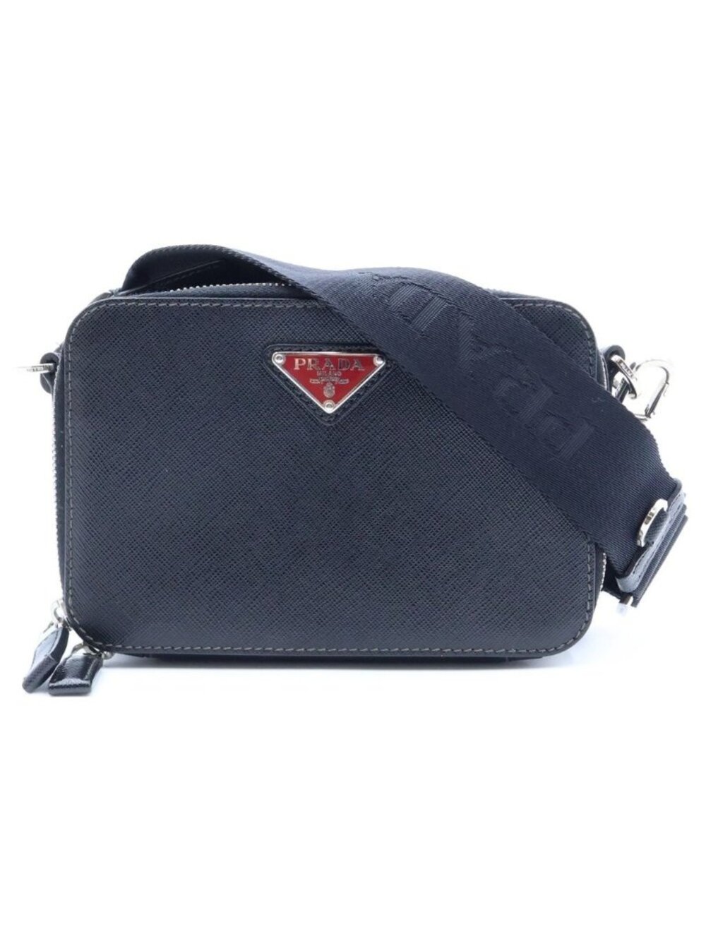 Prada Camera Bag Black Saffiano Leather Silver